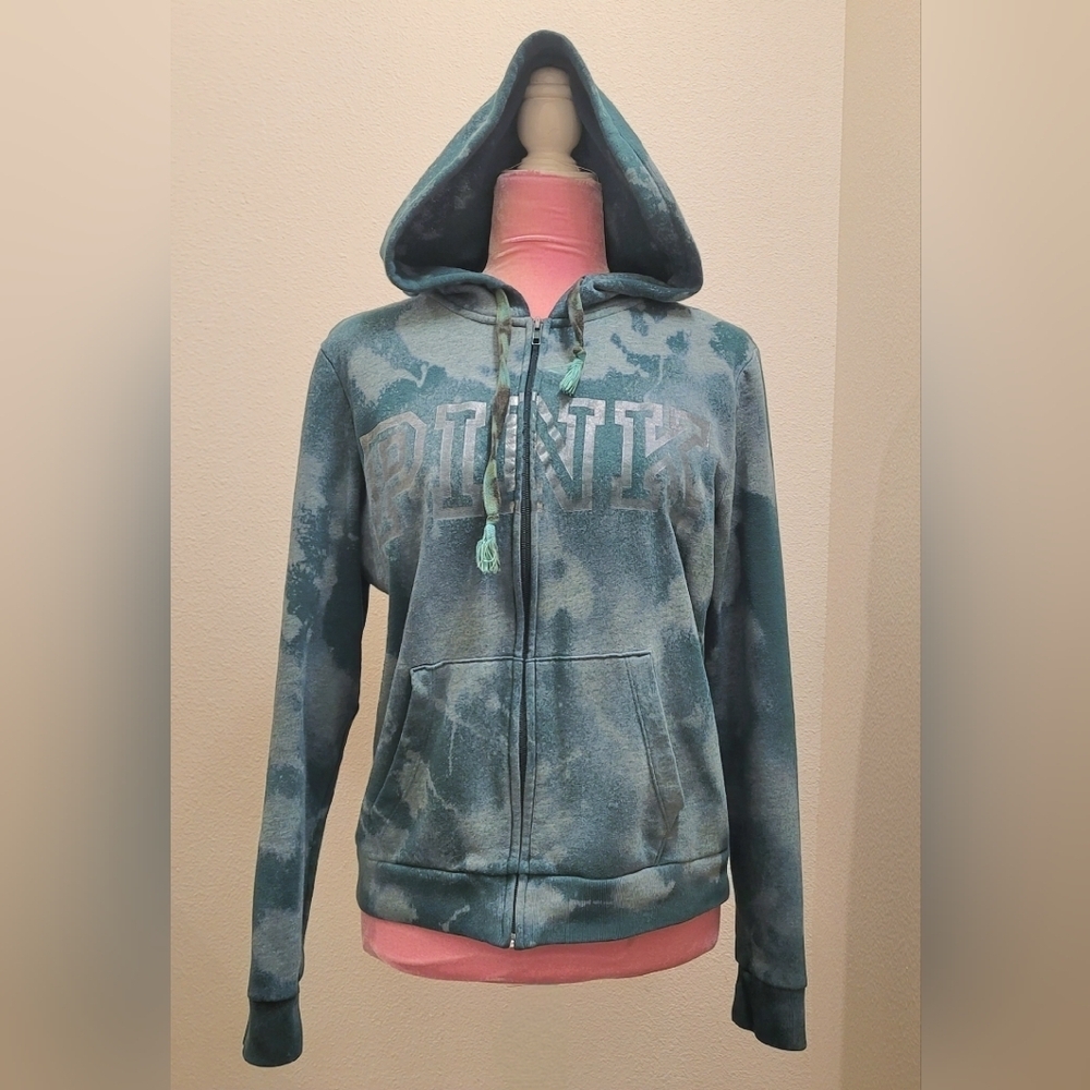 PINK Victoria's Secret Green Tie-Dye Sweatshirt
